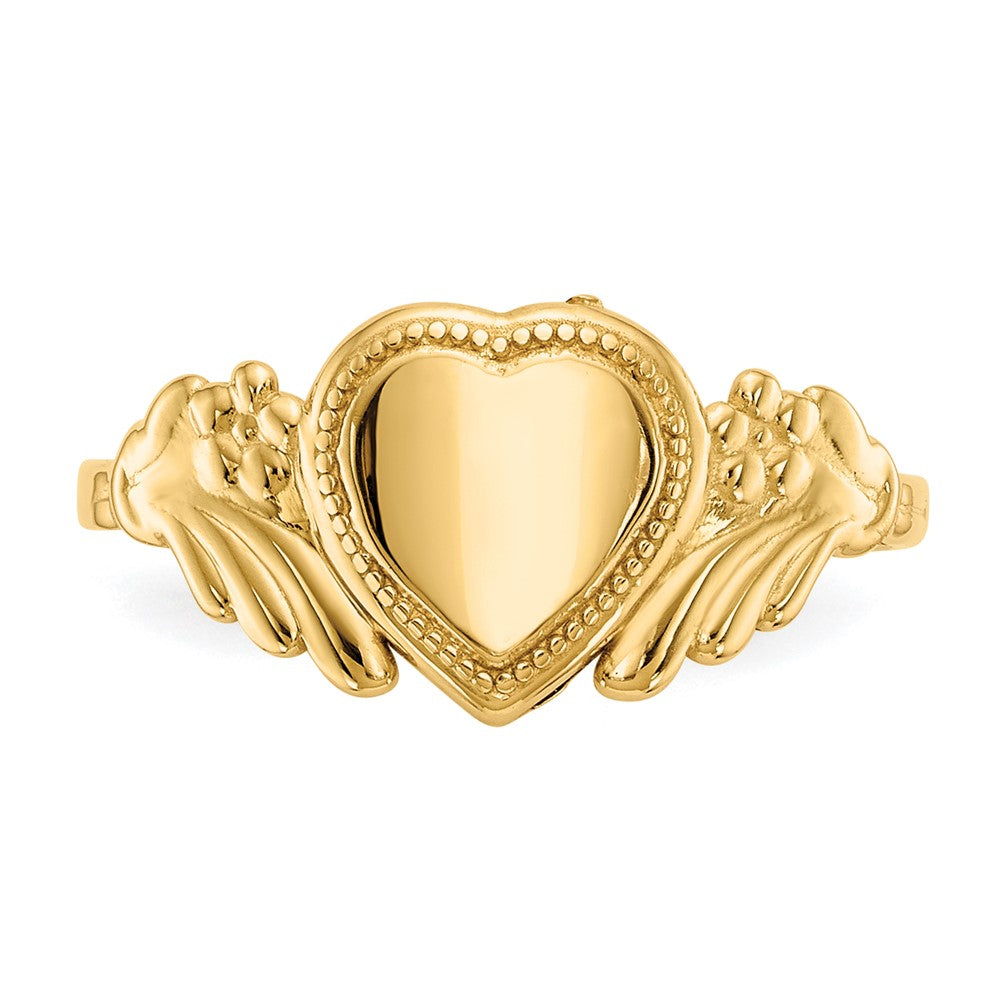 10k Polished 6.0x6.0mm Heart Size 3 Closed Back Baby / Childs Signet Ring