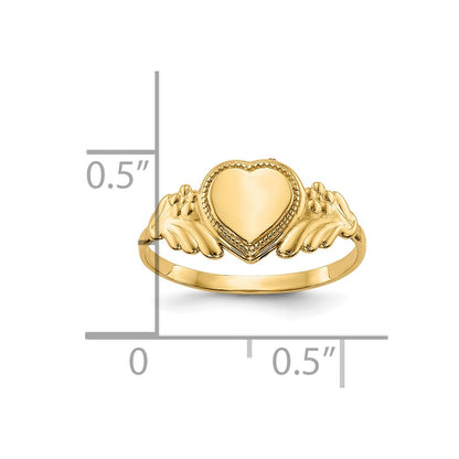 10k Polished 6.0x6.0mm Heart Size 3 Closed Back Baby / Childs Signet Ring