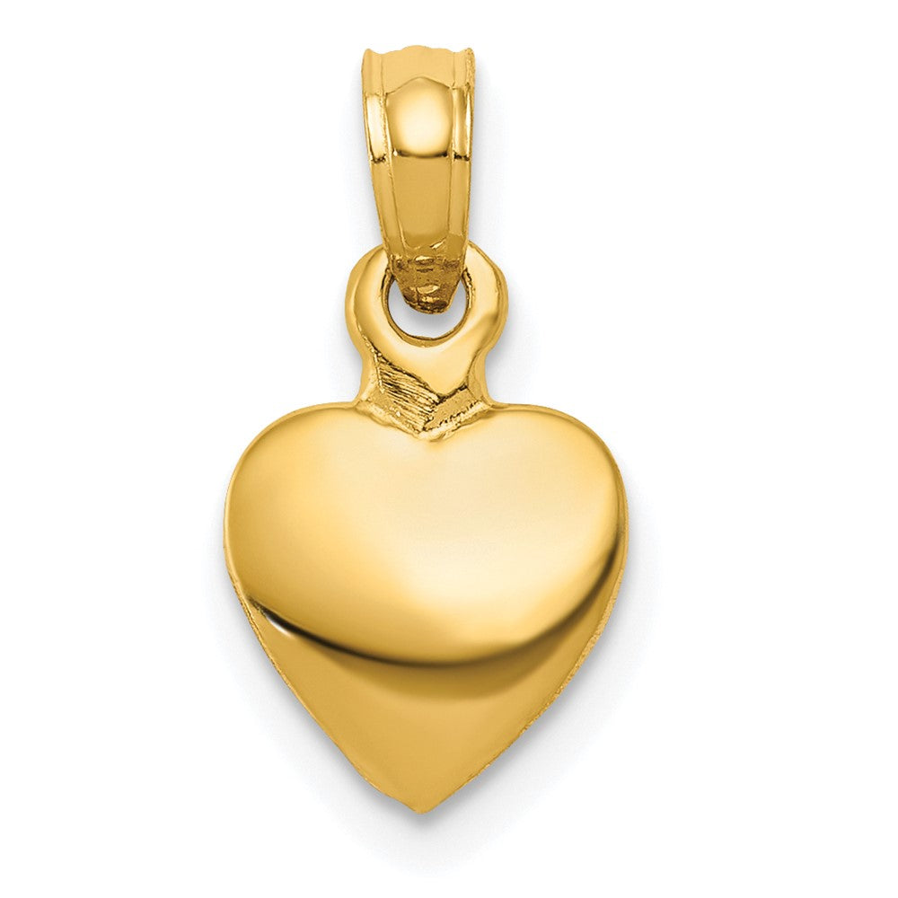 10K Polished Solid 3-D Small Heart Pendant