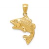 10k Polished and Textured Bass Fish Pendant