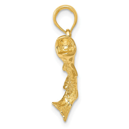 10k Polished and Textured Bass Fish Pendant