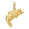10k Polished and Textured Bass Fish Pendant