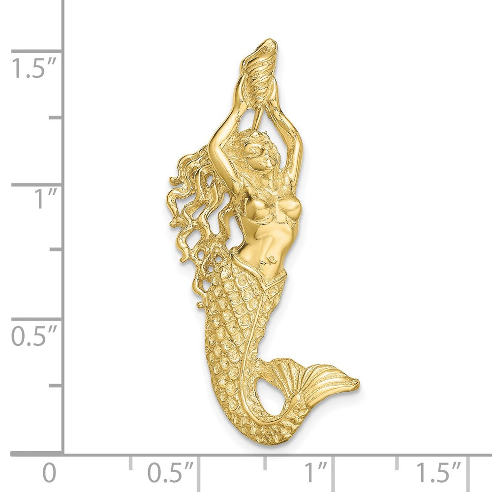 10K Polished Textured Mermaid Chain Slide Pendant