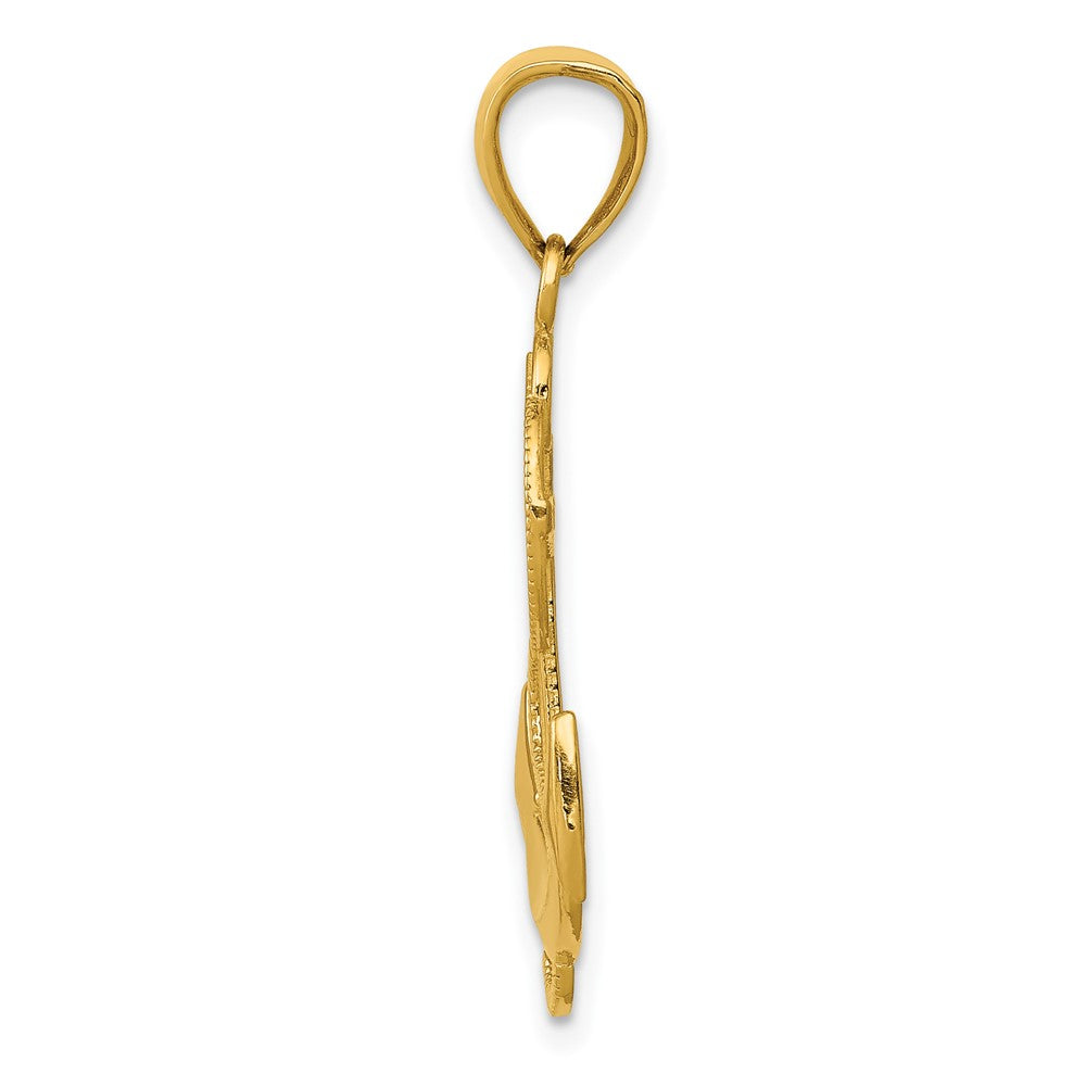 10K Polished Anchor with Textured Rope Pendant