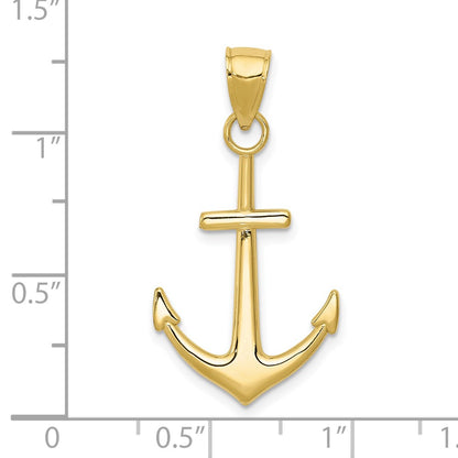 10K Polished Anchor Pendant