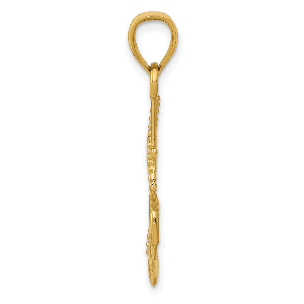 10K Polished Anchor with Rope Pendant