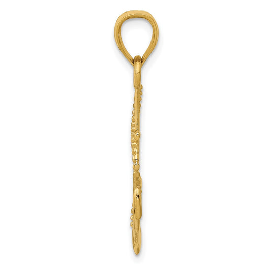 10K Polished Anchor with Rope Pendant