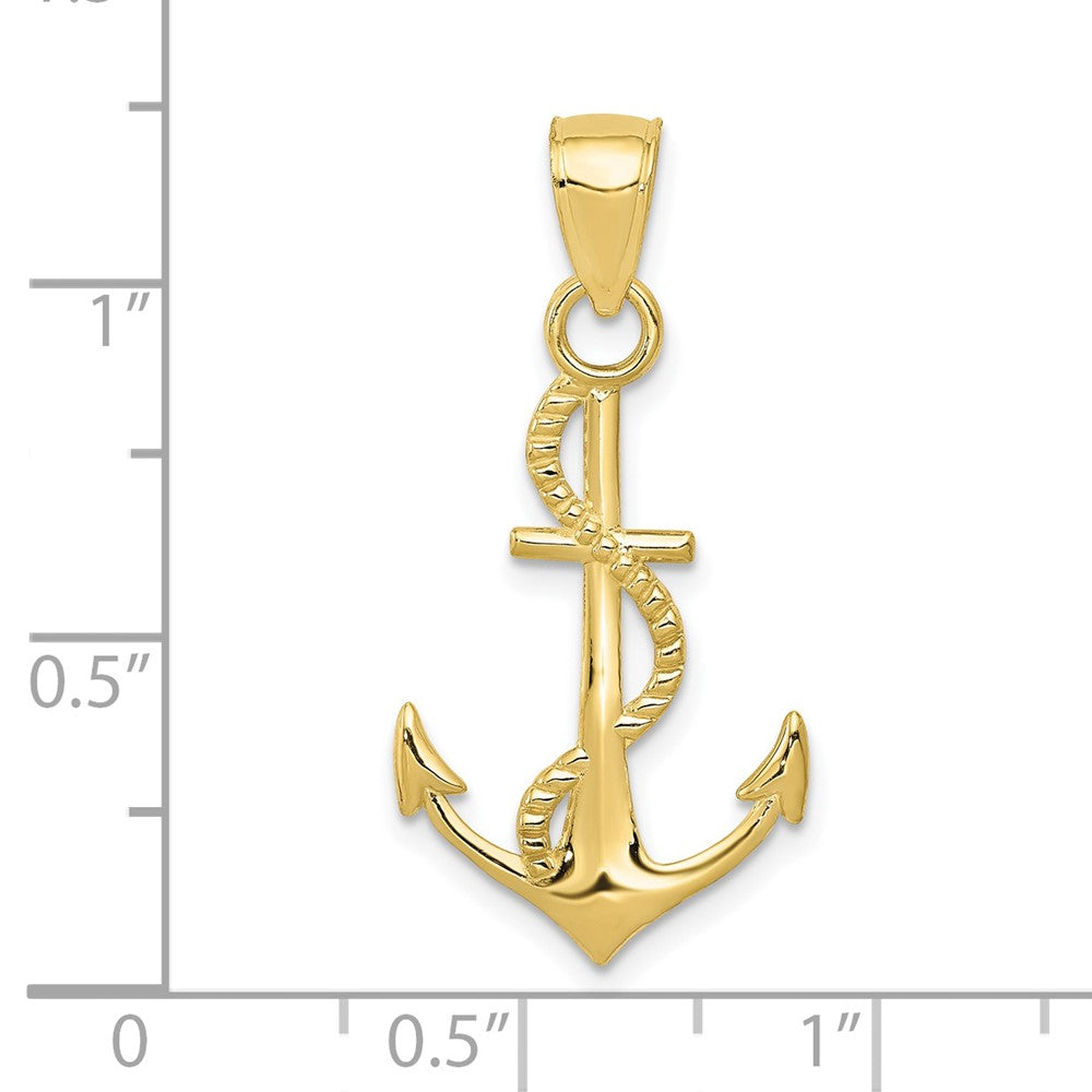 10K Polished Anchor with Rope Pendant