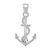 10K White Gold  Polished Anchor with Rope Pendant
