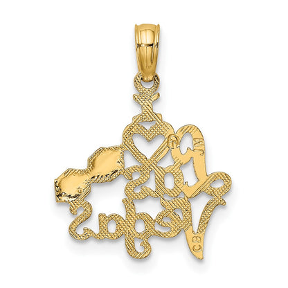 10K I Heart LAS VEGAS  with Dice Cut-out Charm