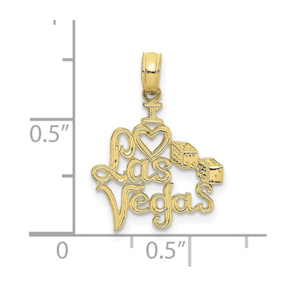 10K I Heart LAS VEGAS  with Dice Cut-out Charm