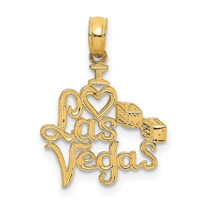 10K I Heart LAS VEGAS  with Dice Cut-out Charm