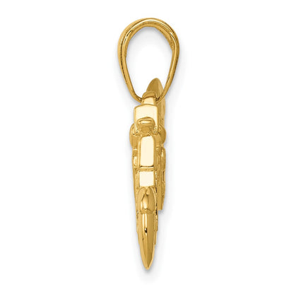 10K Polished Textured 3-D Motorcycle Pendant