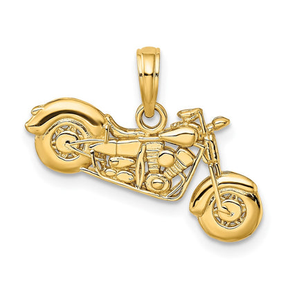 10K Polished Textured 3-D Motorcycle Pendant