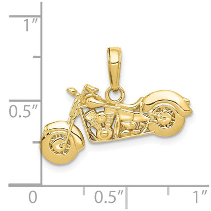 10K Polished Textured 3-D Motorcycle Pendant