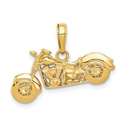 10K Polished Textured 3-D Motorcycle Pendant