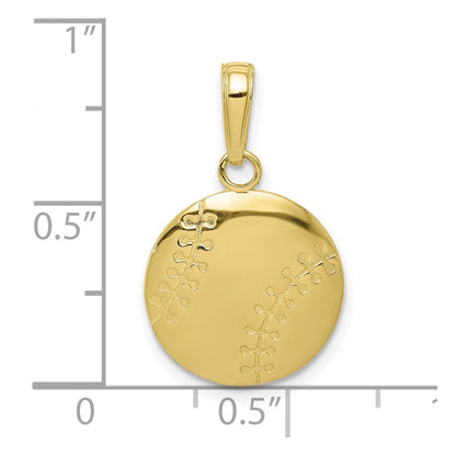 10K Polished Baseball Closed Back Pendant