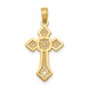 10K Polished Cross with Lace Center and Arrow Tips Pendant