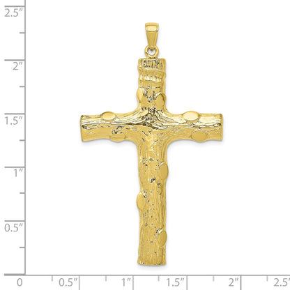 10k Large Textured Tree Cross Pendant