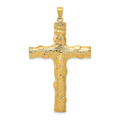 10k Large Textured Tree Cross Pendant