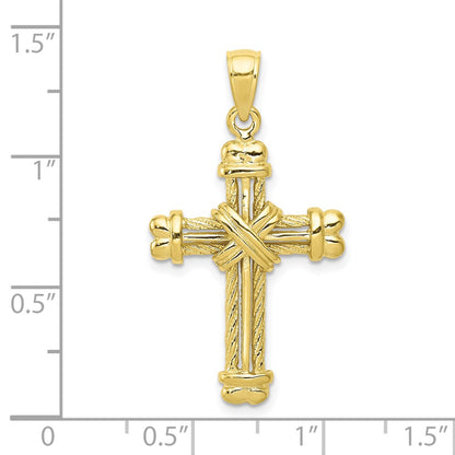 10K Polished Textured X Center Cross Pendant
