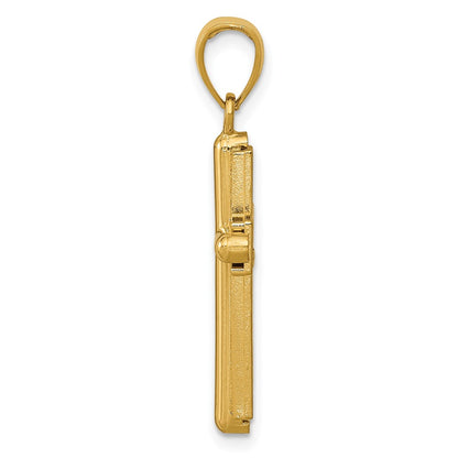 10K Polished Beveled Stick Cross with Frame Pendant
