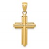 10K Polished Beveled Stick Cross with Frame Pendant