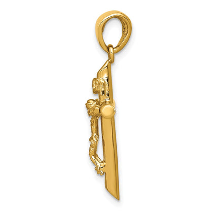 10K Polished 2-D Crucifix Pendant