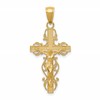 10K Polished Crucifix with Lace Trim Pendant