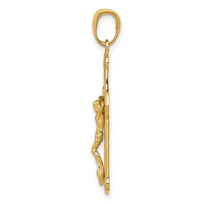 10K Polished Textured Crucifix Pendant