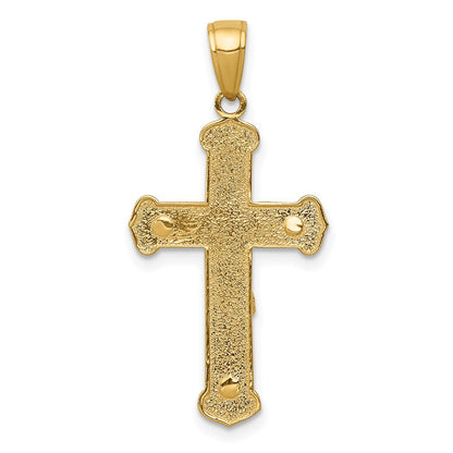 10K Polished Textured Crucifix Pendant