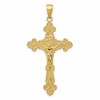 10K Polished Textured INRI Crucifix Fleur de Lis Pendant
