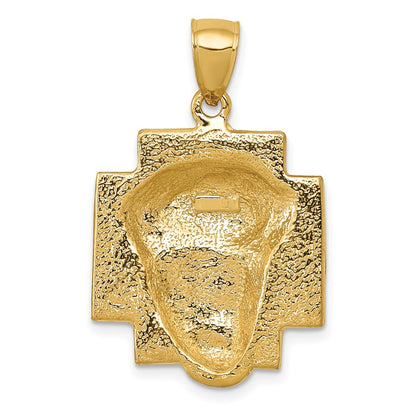 10K Polished 2-D Large Jesus Head with Crown of Thorns Pendant