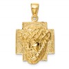 10K Polished 2-D Large Jesus Head with Crown of Thorns Pendant