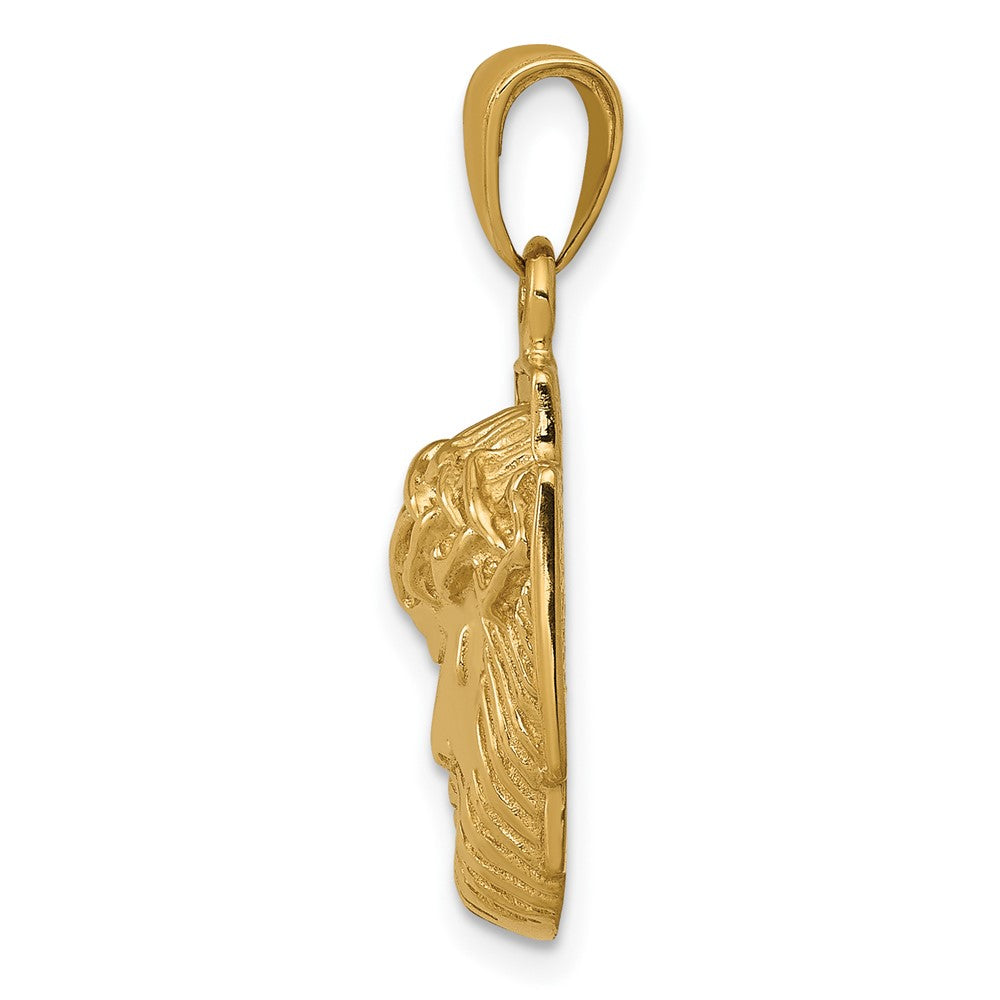 10K Polished 2-D Small Jesus Head with Crown of Thorns Pendant