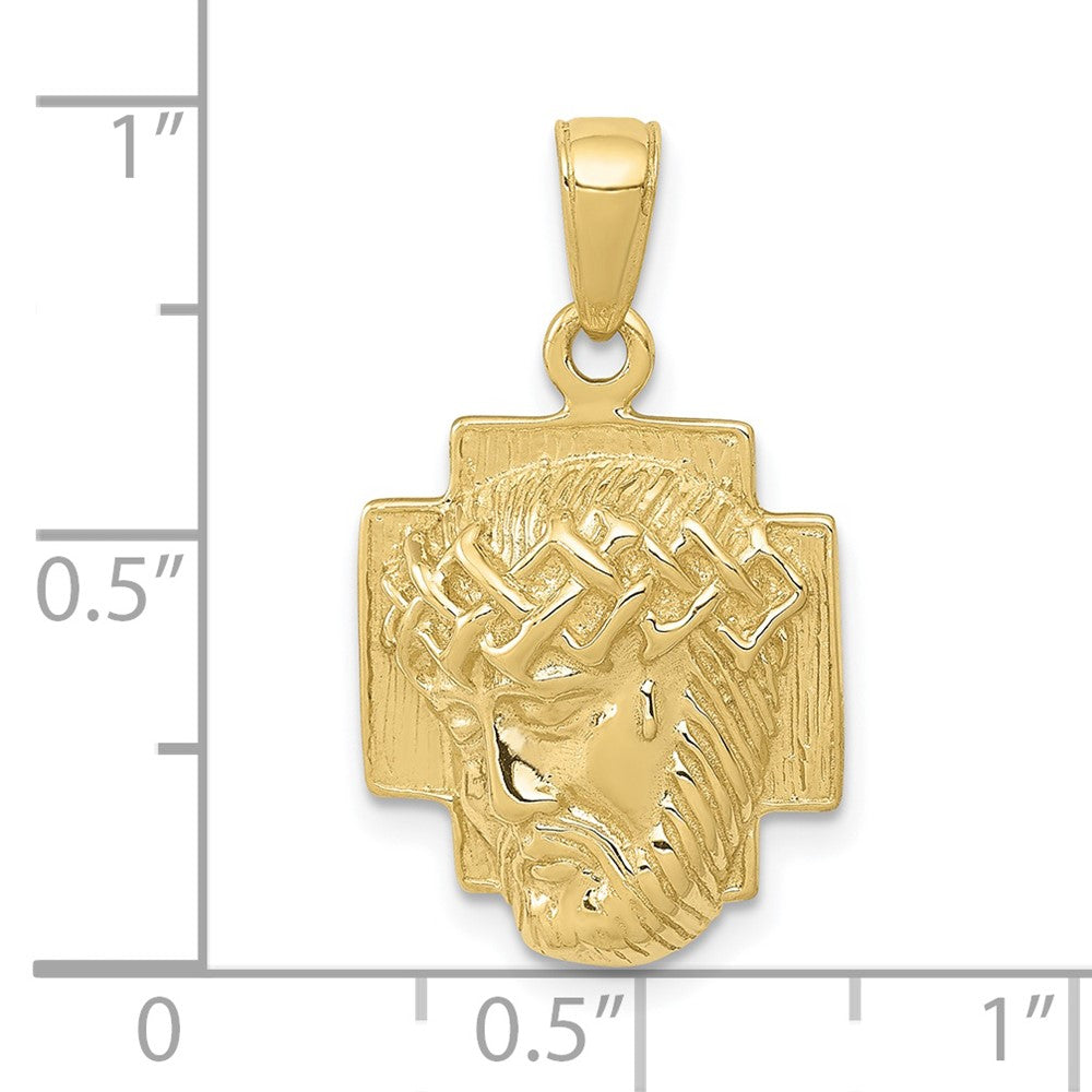 10K Polished 2-D Small Jesus Head with Crown of Thorns Pendant
