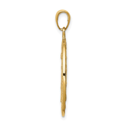 10K Satin and Polished Finish Oval Miraculous Medal Pendant