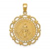 10K Polished Round Miraculous Medal With Scalloped Frame Pendant