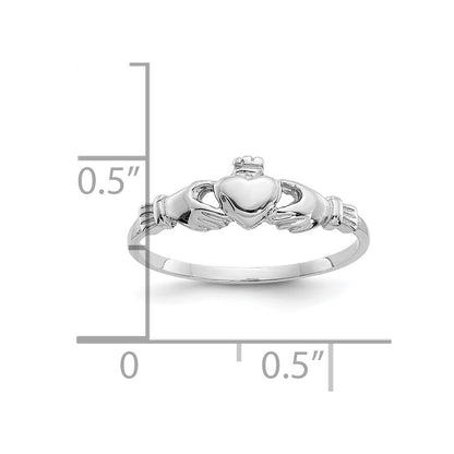 10k White Gold Claddagh Size 4 Baby / Childs Ring