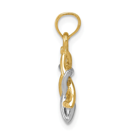 10K Two-tone 3-D Polished Star of David Pendant