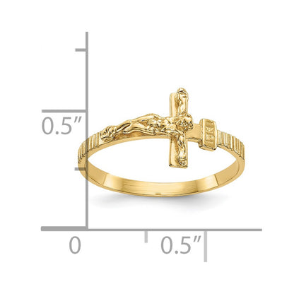 10K Polished Crucifix Ring