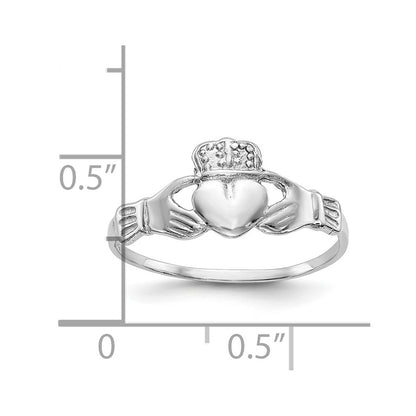 10k White Gold Polished Ladies Claddagh Ring