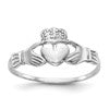 10k White Gold Polished Ladies Claddagh Ring