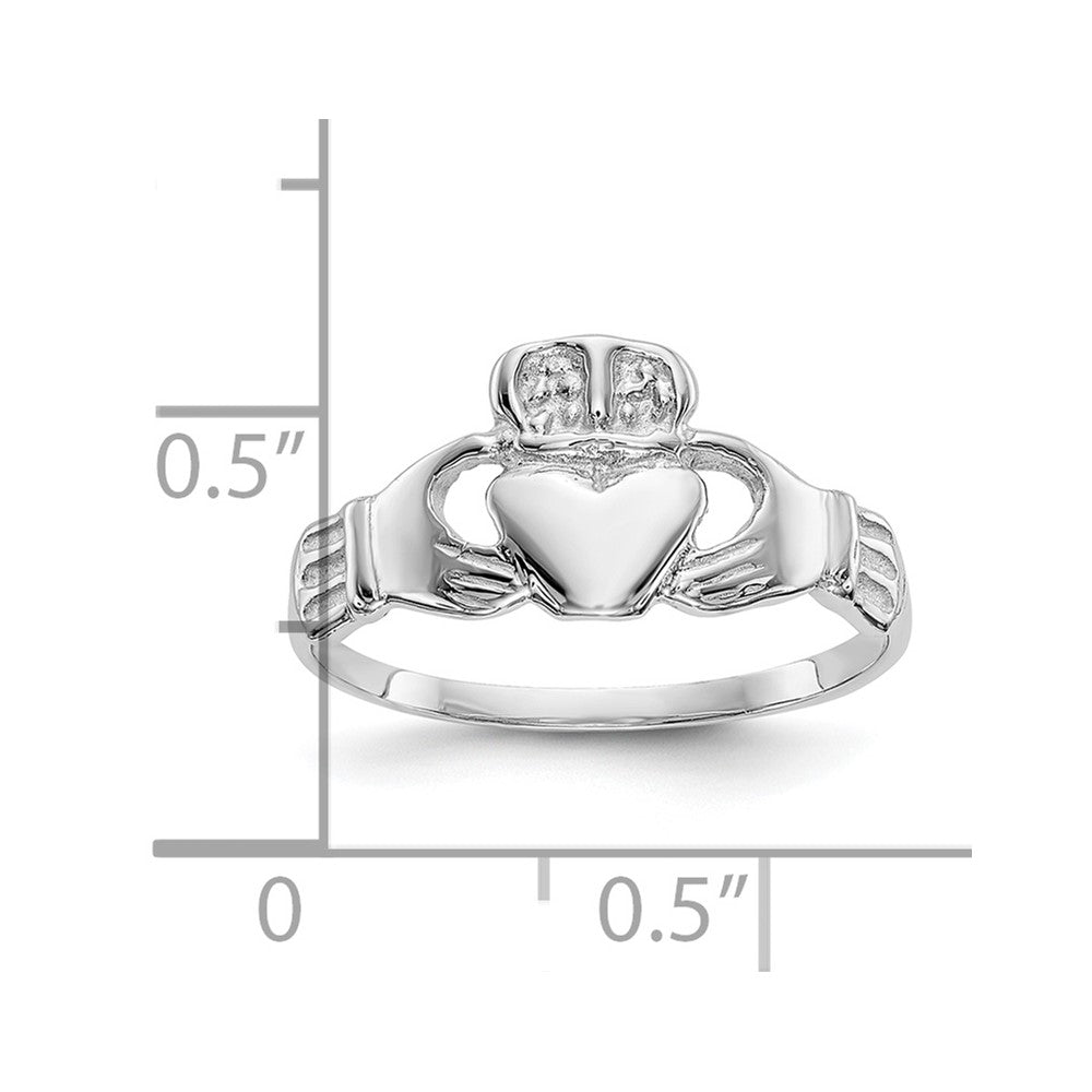 10k White Gold Polished Ladies Claddagh Ring