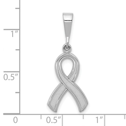 10k White Gold Awareness Ribbon Pendant