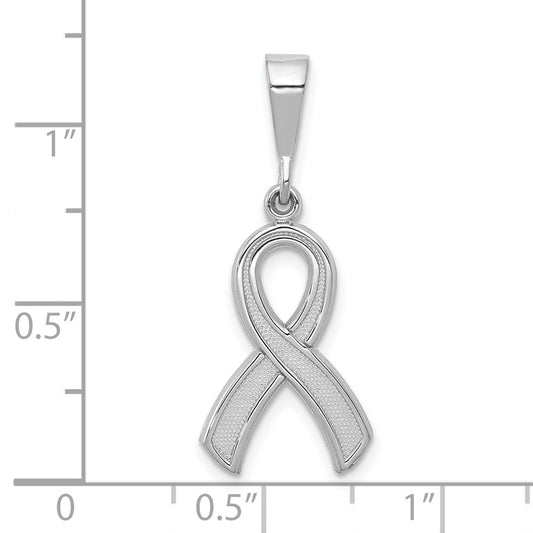 10k White Gold Awareness Ribbon Pendant