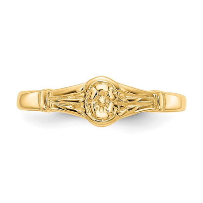 10K Polished Oval Flower Size 2 Baby Ring