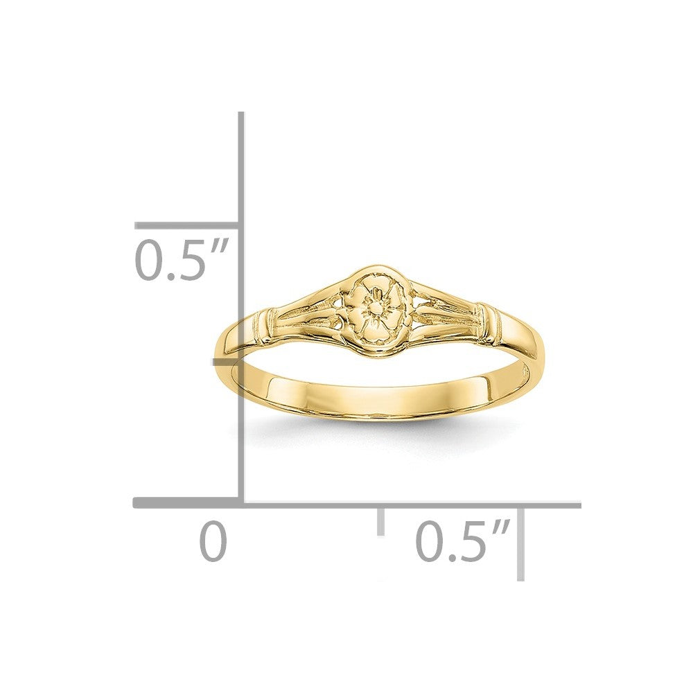 10K Polished Oval Flower Size 2 Baby Ring