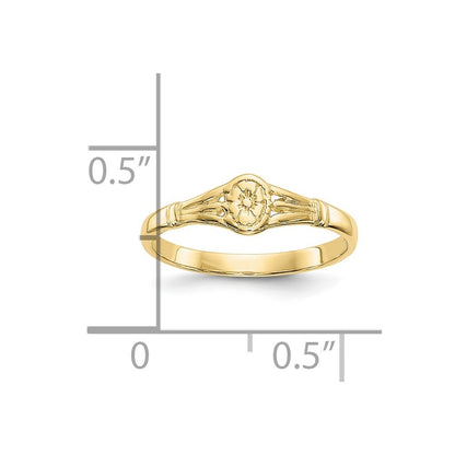 10K Polished Oval Flower Size 2 Baby Ring