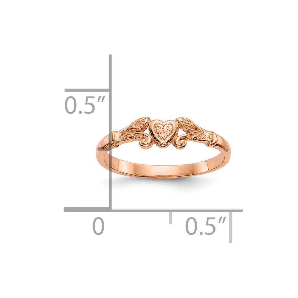 10K Rose Gold Textured Mini Heart Size 1 Baby Ring